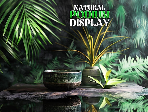 PSD empty podium display on nature background