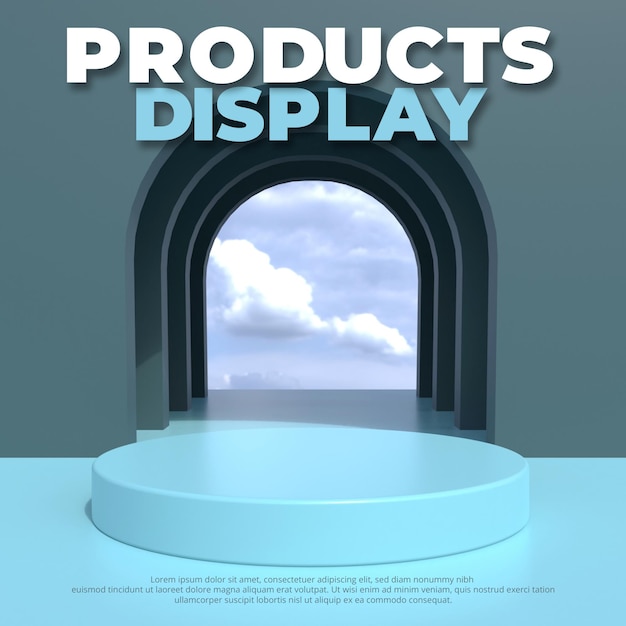 Empty podium product display, 3d render