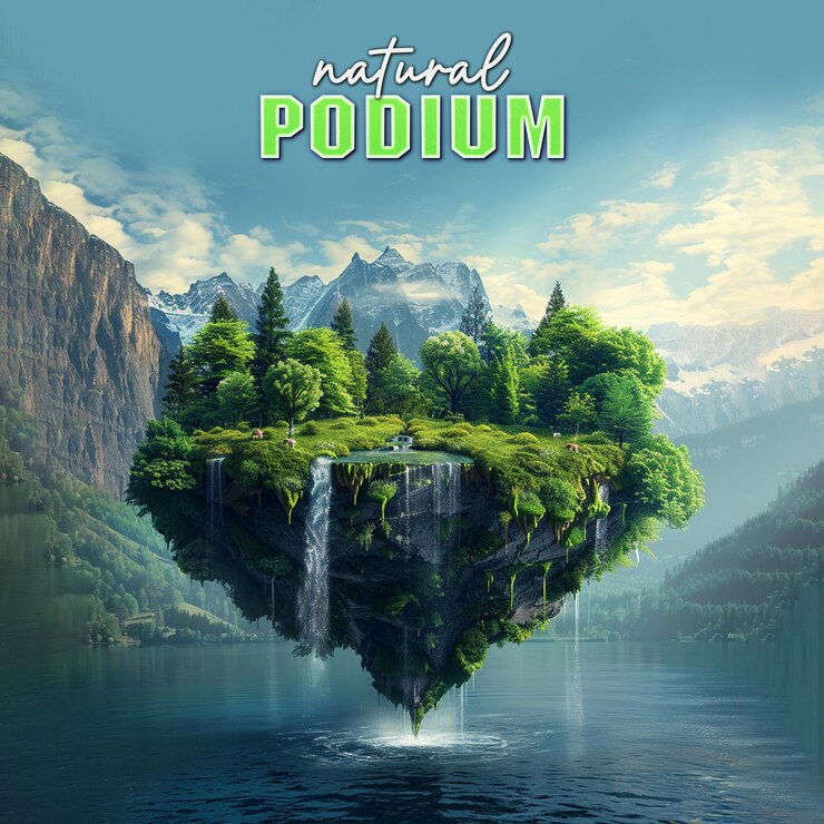 PSD empty product island podium background for ads social media post template for promotions
