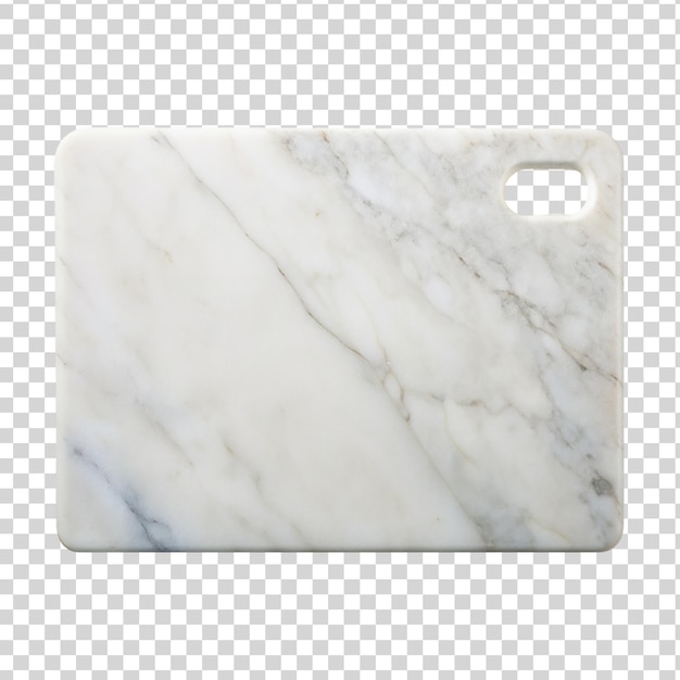 Empty rectangular marbled cutting board isolated on transparent background