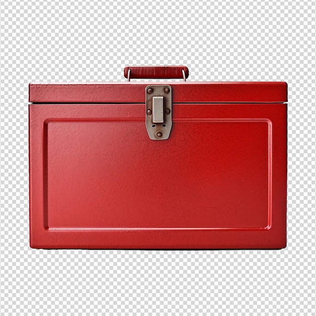 PSD empty red metal box isolated on transparent background