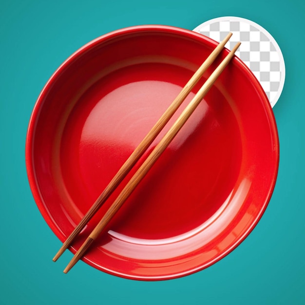 PSD empty red plate with chopsticks