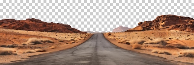 PSD empty road in the desert on a transparent background