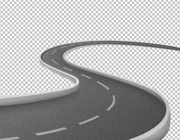 3Dイラスト: 曲がりくねった道路 旅や休日 広告デザイン