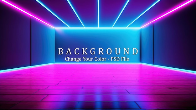 empty room with abstract neon lighting generative ai
