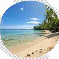 PSD empty sandy beach with green vegetation and blue waters samoa isolated on transparent background