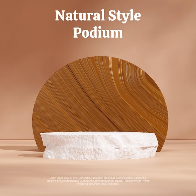empty scene white podium in square with wooden backdrop rendering 3d