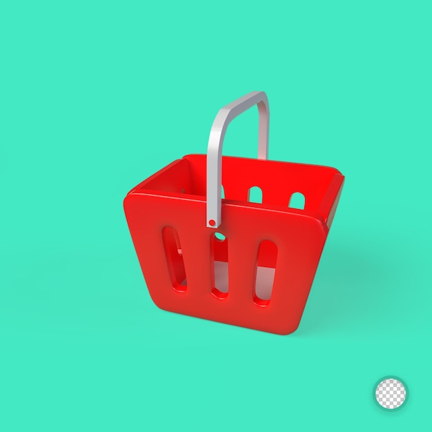 Empty shopping basket. online store. realistic shopping cart. 3d render illustration