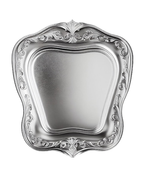 PSD empty silver tray on the transparent background created with generative ai