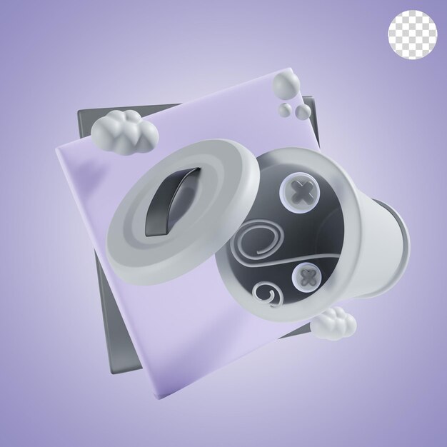 PSD empty trash with square background 3d icon