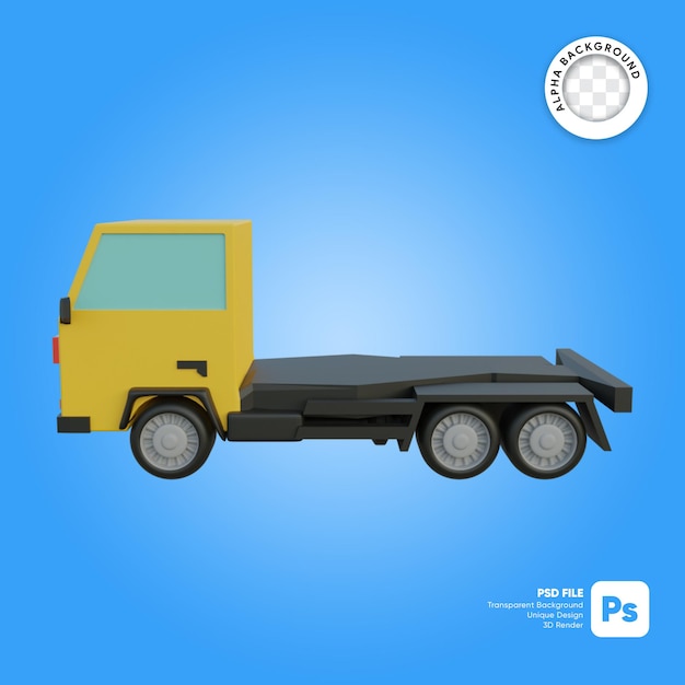 PSD oggetto 3d di vista laterale del camion vuoto