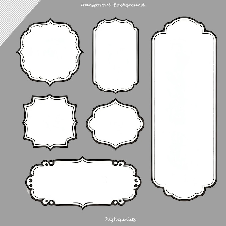PSD empty vintage labels set of six
