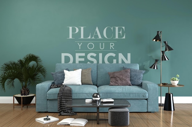 empty wall interior furniture 3d  psd mockup