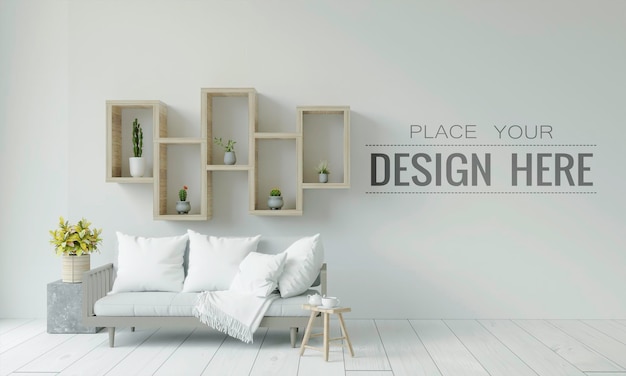 PSD empty wall interior furniture 3d  psd mockup