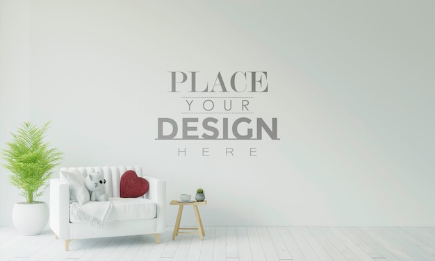 PSD empty wall interior furniture 3d