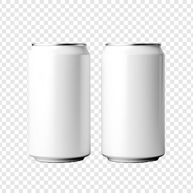 PSD empty white cans for wine beer and soft drinks isolated on transparent background