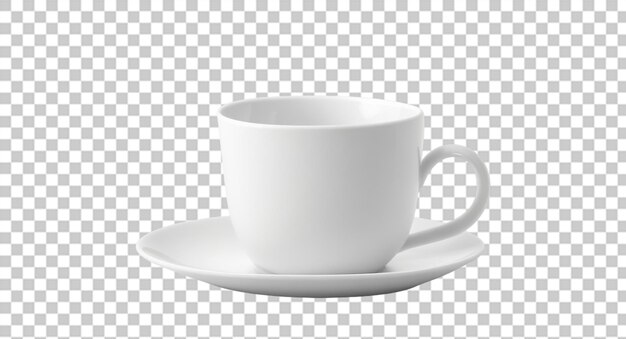 Empty white coffee cup on transparent background