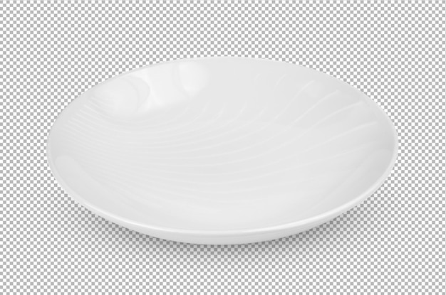 Empty white plate isolated on alpha layer