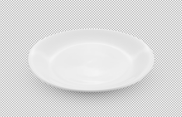알파 레이어에 고립 된 빈 흰색 접시