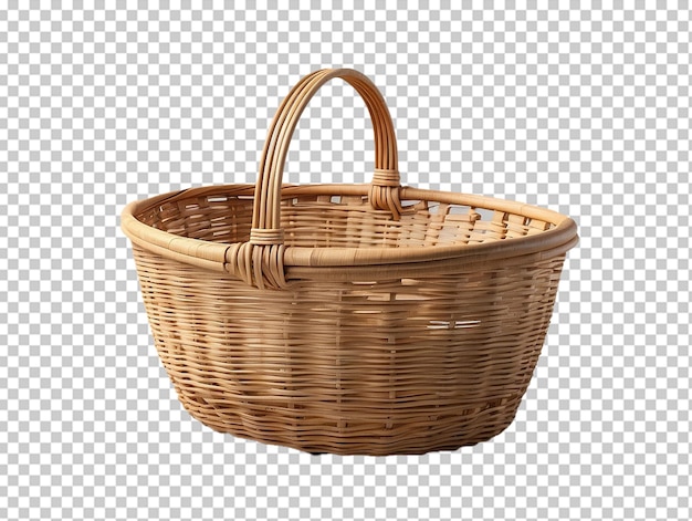 Empty wicker picnic basket in png easter