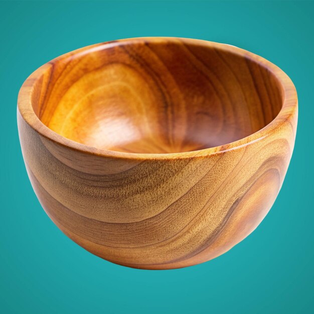 Empty wooden bowl isolated on a transparent background