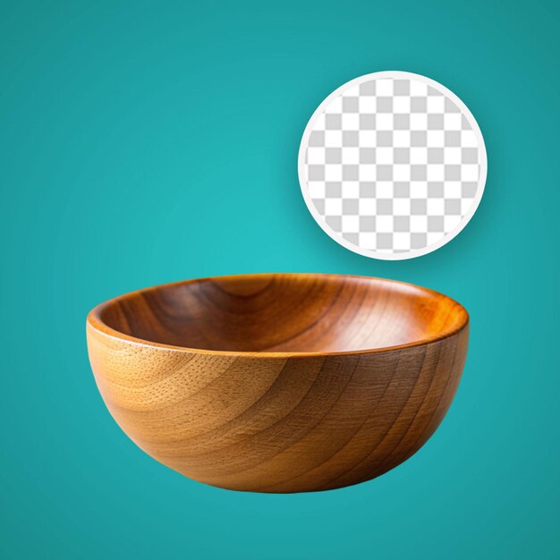 PSD empty wooden bowl isolated on a transparent background