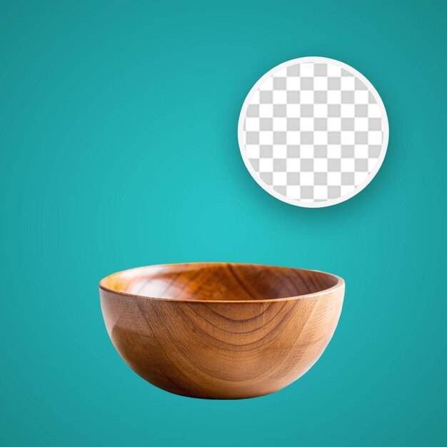 Empty wooden bowl isolated on a transparent background