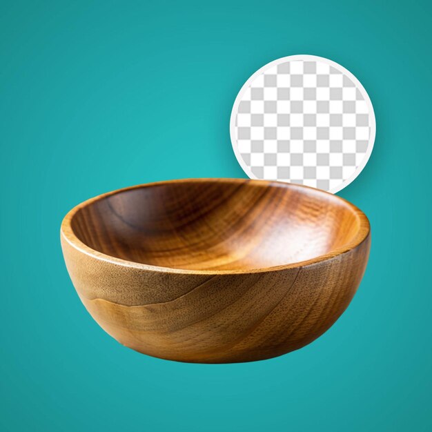 PSD empty wooden bowl isolated on a transparent background