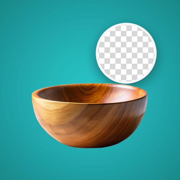 PSD empty wooden bowl isolated on a transparent background