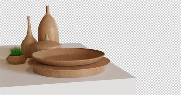 Empty wooden plate on the table cut out