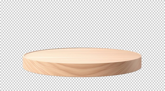 Empty wooden round podium for product display presentation isolated on transparent background