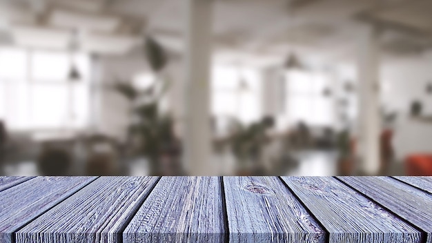 PSD an empty wooden table on office for display items