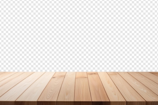 PSD empty wooden table on transparent background perfect for product display