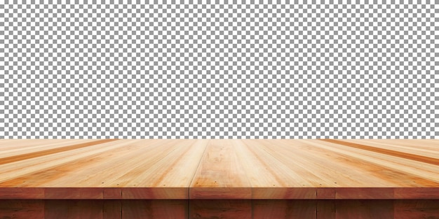 PSD empty wooden table on transparent background