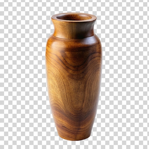 Empty wooden vase isolated on transparent background