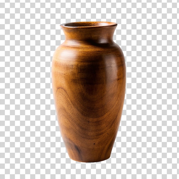 PSD empty wooden vase isolated on transparent background