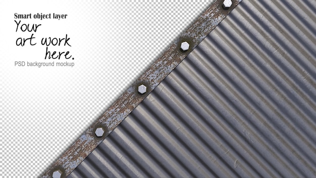 En 3D-rendera bild av en rostig stålram på en gammal metallplåtsvägg och takpanel