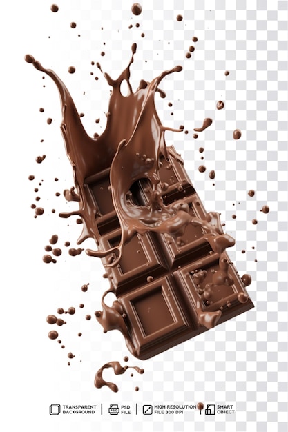 En chokoladebar med et stænk chokolade og et stænk væske