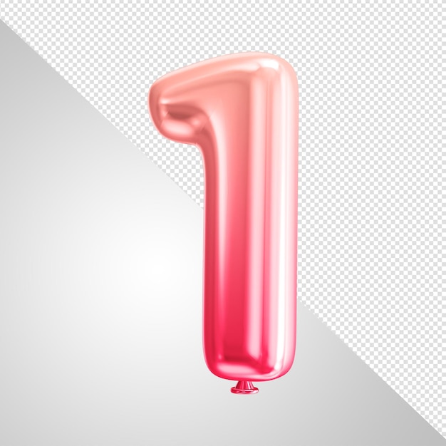 En pink ballon med tallet 1 i midten.