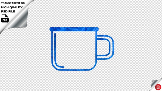 PSD enamel mug blue paper psd transparent