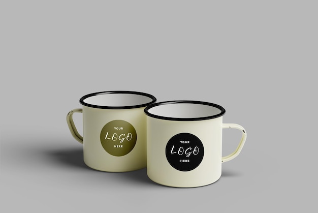 Enamel mug coffee mockup