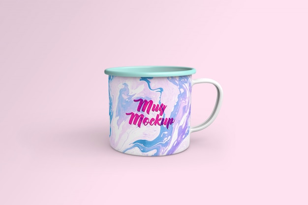 PSD enamel mug mockup