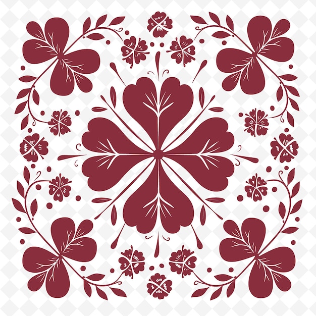 PSD enchanted four leaf clover outline z wzorem liści i kolekcją motywów dekoracyjnych la illustration