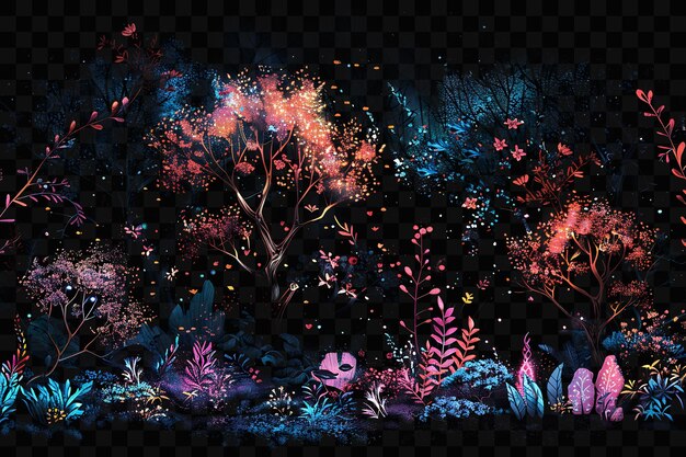 PSD enchanted underwater forest with glowing trees and with shim psd world ocean sea day scene animal