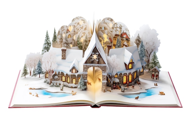 PSD enchanting 3d popup christmas cottage