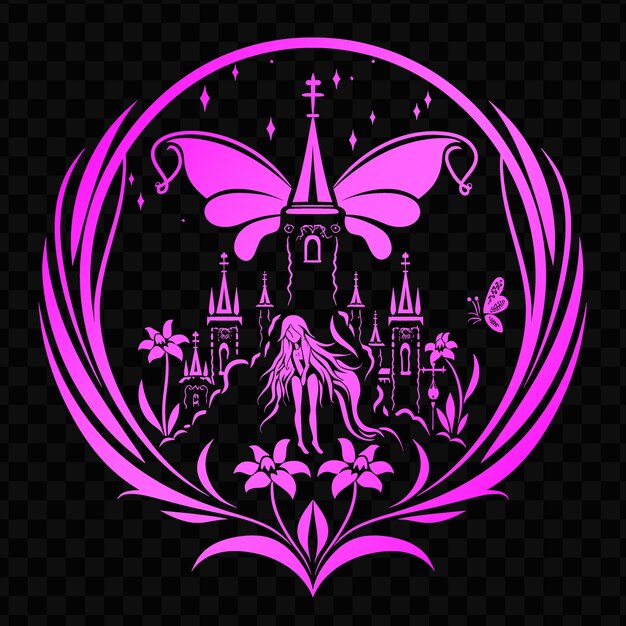 PSD enchanting bellflower logo with decorative fairies and castl creative psd vector design cnc tattoo