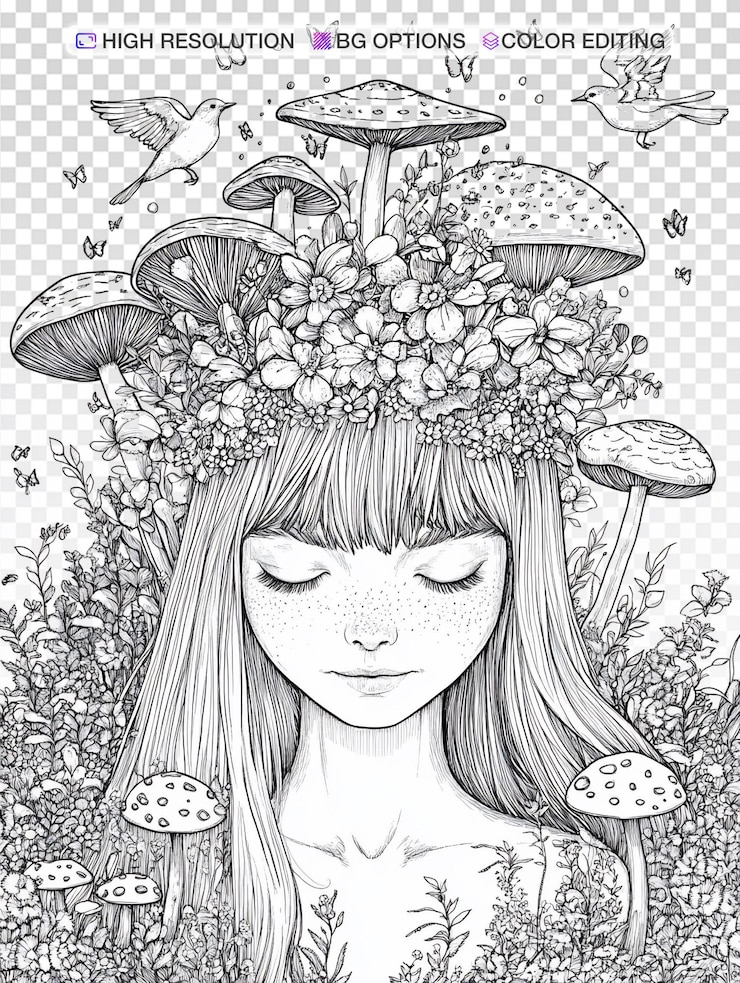 PSD enchanting fairy in a serene woodland scene