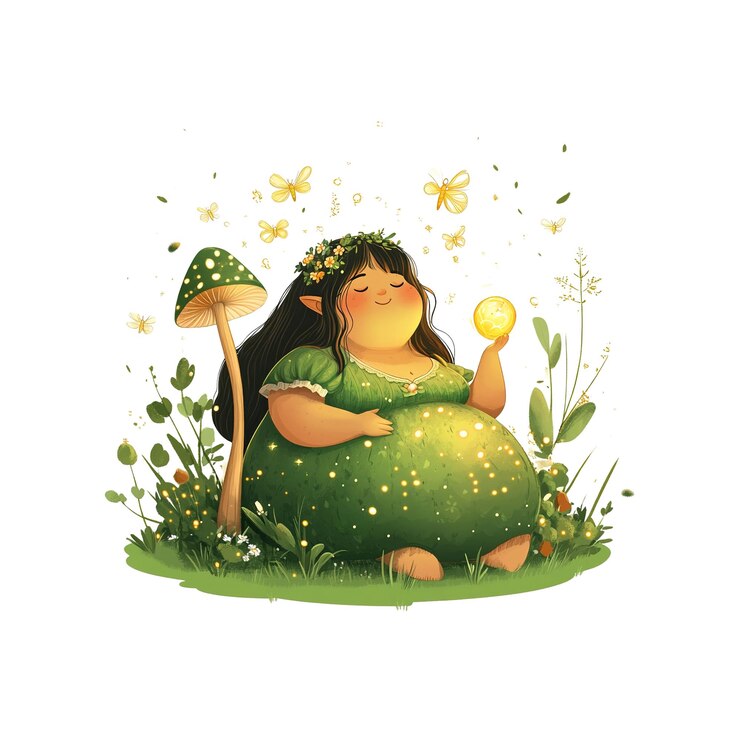 PSD enchanting forest fairy a whimsical illustration of a plussize nature spirit