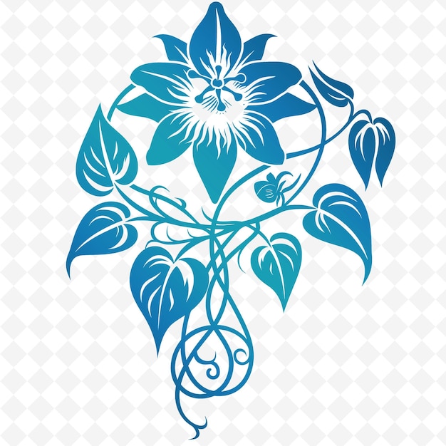 PSD enchanting passionflower emblem logo with creative vector design of nature collection