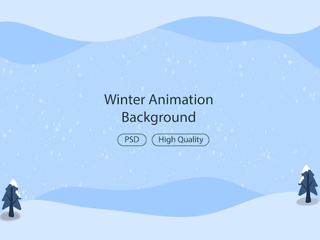 PSD enchanting winter animation background with falling snowflakes